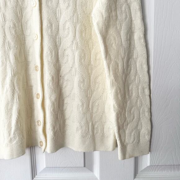 Cuddle Knit Wintuk Vintage Orlon Acrylic Collared Cable Knit Button Cardigan M - Picture 5 of 12